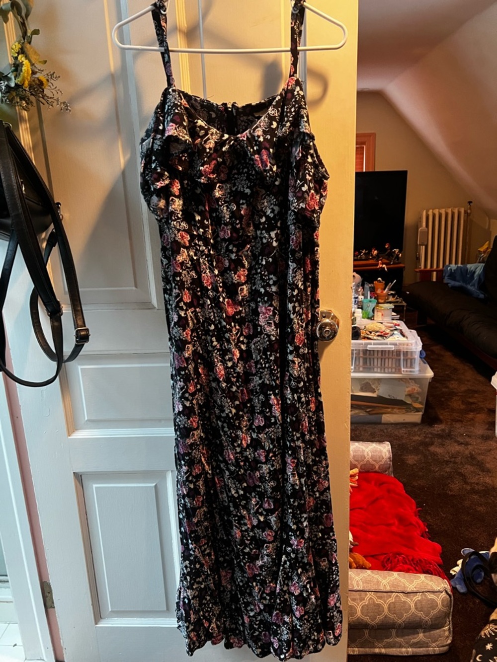 Disney Black Floral Dress with Pink and White Prints